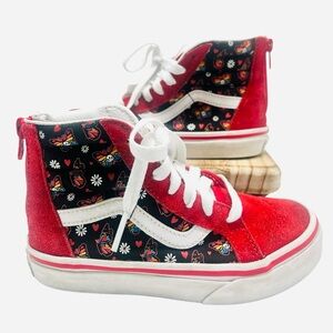 Vans Kids Glow Skull Sk8 Hi Zip Red Size 12.5